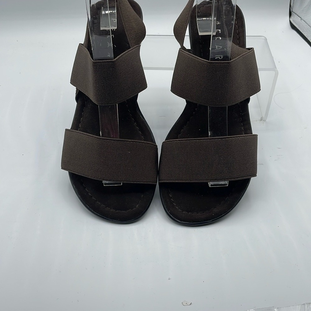Pesaro Brown elastic strap Sandals, size 6